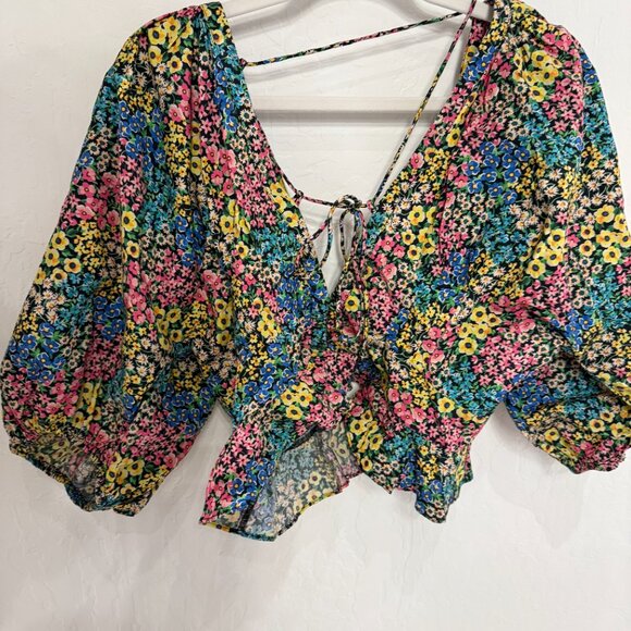 For Love & Lemons Ruth Crop Top M / Blue - Picture 2 of 4